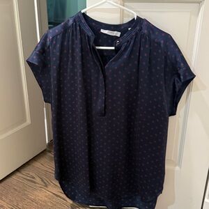 Vince Dark Blue Top with Burgundy Dots